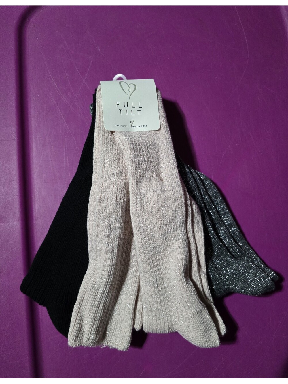Full Tilt Tights Ribbed Metallic Sparkle Tights Bundle of 3